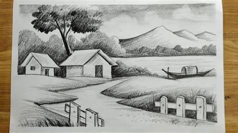 scenery sketch|How to draw Simple Scenery Art For Beginners .